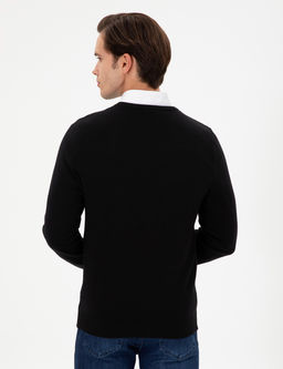 Erkek Slim Fit V Yaka Siyah Basic Kazak - U.s. polo assn фото 5