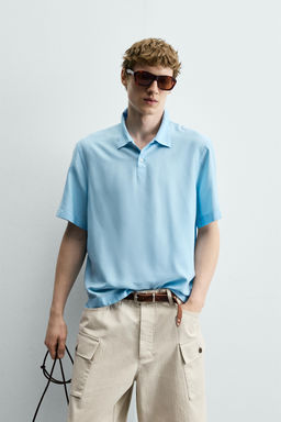 CAMISA POLO FLUIDA MEZCLA VISCOSA / Celeste - Zara фото 2