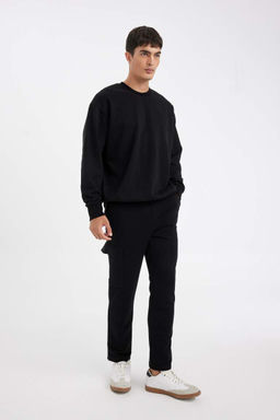 Мужские черные приталенные спортивные брюки с карманами-карго и прямыми штанинами - Defacto фото 4