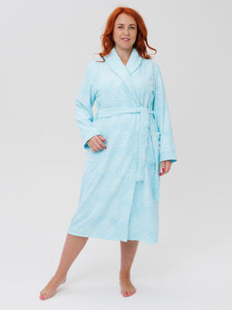 Женский махровый халат с шалькой Елочка морская волна МЗ-02 Елочка (58)