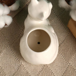 Декоративный горшок для цветов «Котёнок», 200 мл, 13×7.4×10.3 см, керамический, белый