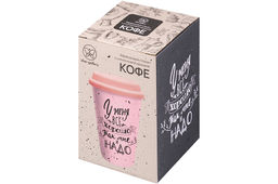 Стакан 400 мл 9,5*9,5*14 см Розовый + силиконовая крышка, NEW BONE CHINA - Elan gallery фото 6