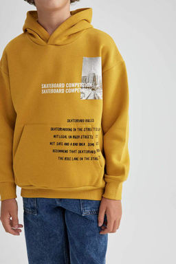 Толстый свитшот оверсайз с капюшоном для мальчика - Defacto фото 7