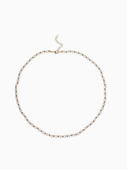 Бусы Жемчуг дуэт бусин, шар №6, белые в золоте, 53 см