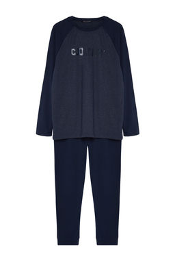TRENDYOL MAN Siyah-Antrasit Regular Fit Bask?l? Reglan Kol Orme Pijama Tak?m? TMNAW23PT00032 - Trendyolmilla фото 7