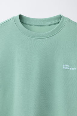 CAMISETA HEAVY WEIGHT TEXTO / Turquesa - Zara фото 3