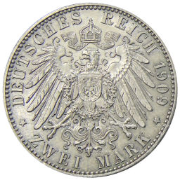 2 марки 1909 года Германия (Саксония)  500 лет Лейпцигскому университету