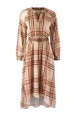 Cok Renkli Ekose / Kareli Kemerli Midi Astarl? Dokuma Elbise TWOAW26EL00325