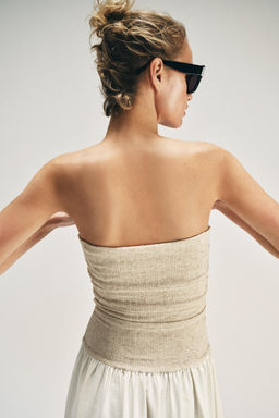 VESTIDO COMBINADO ESCOTE RECTO / Crudo medio - Zara фото 4