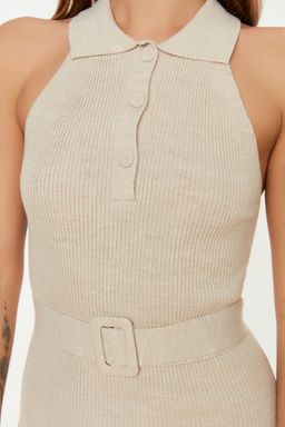 TRENDYOLMILLA Mavi Midi Triko Kemer Detayl? Elbise TWOSS22EL1031  фото 27