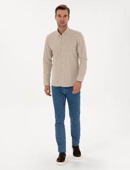 Bej Slim Fit Uzun Kollu G_mlek - Cacharel фото 4