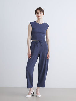 Bisiklet Yaka Dokulu Bluz