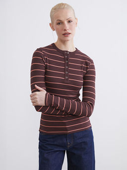 Bisiklet Yaka ?izgili Kad?n Body