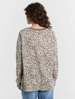 Лонгслив женский с леопардовым принтом потертый леопард 122868R
