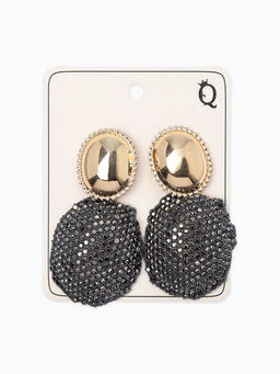 Серьги «Сияние вечера. Двойной овал», серые в золоте