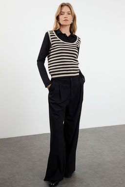 Siyah Cizgili Polo Yaka Dokuma Garnilli Triko Kazak TWOAW25KZ00038 - Trendyolmilla фото 2