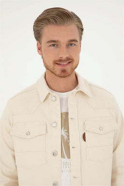 U. S. Polo Assn / Мужская бежевая джинсовая рубашка - U.s. polo assn фото 2