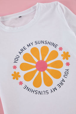 Pudra K?z Cocuk %100 Pamuk Cicekli Regular/Normal Kal?p K?sa Kol Orme T-Shirt TKDSS25TS00039 - Trendyolmilla фото 2