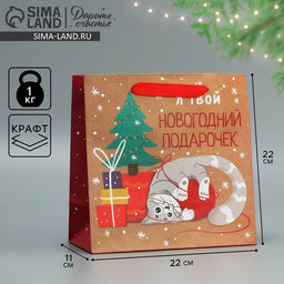 Пакет крафтовый квадратный Подарочек, 22 22 11 см - Дарите счастье фото 18