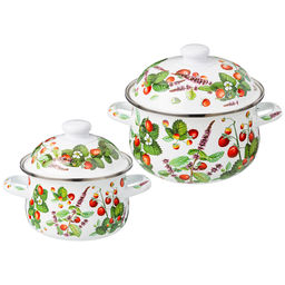 НАБОР КАСТРЮЛЬ AGNESS ЭМАЛИРОВАННЫХ СЕРИЯ ФРУКТОВАЯ КОРЗИНА, 4ПР. 1,5Л И 2,8Л, 16Х10СМ, 20Х12СМ