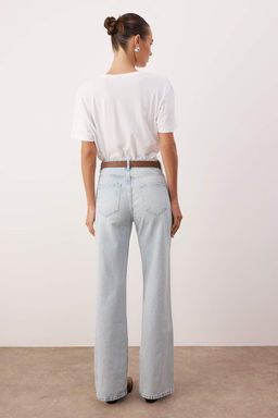 Ac?k Mavi Kemerli Yuksek Bel Wide Leg Palazzo Jeans TWOAW26JE00271 - Trendyolmilla фото 7