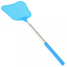 Мухобойка пластмассовая 11х10,5х0,1см, длина 35,5-110см, раздвижная металлическая рукоятка 23-96,5см, с антискользящим наконечником, цвет голубой (Китай) - Домашняя Мода фото 3