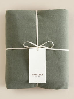 Простыня на резинке 1.5-спальная SL Home Linen collection, 140200+30 см, зелёная, полулён - Sima-land home фото 4