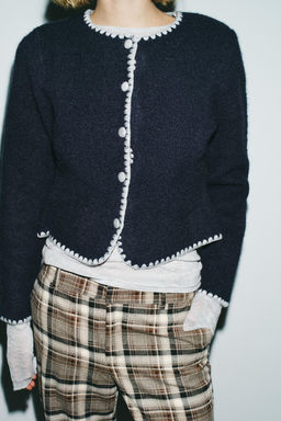 CONTRAST EMBROIDERED CARDIGAN - Zara фото 3