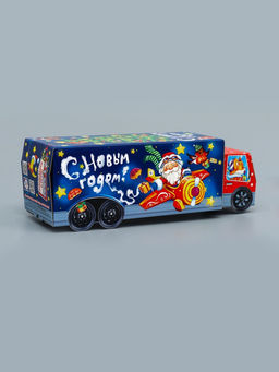 Подарочная коробка Новогодняя Фура «Новогодний пилотаж» с анимацией 36×15×10 см