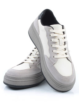 03-YE475-2 BEIGE/GREY Кроссовки женские (натуральная кожа) - Фабричный китай фото 11