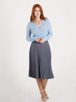 Серая плиссированная юбка больших размеров женская