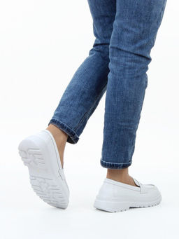 03-YG99-1 WHITE Лоферы женские (натуральная кожа)