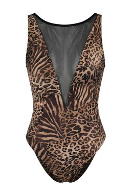 Leopar Desenli Mesh Detayl? Halter Yaka Kapl? Brazilian Mayo TBESS26MA00028