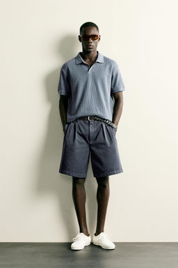 POLO ESTRUCTURA VERTICAL / Gris azul