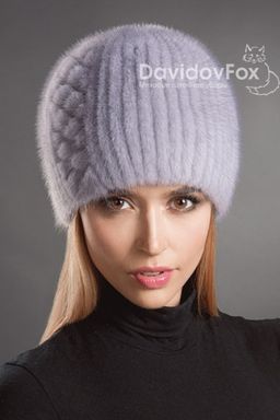 Шапка Сноп норка орнамент сапфир