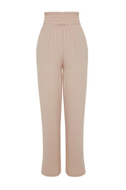 TRENDYOLMILLA Siyah Wide Leg/Genis Paca Beli Lastikli Dokuma Pantolon TWOSS22PL00024  фото 44