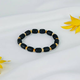 Браслет из Лавы и песочной Яшмы 21 см