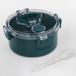 Ланч-бокс в школу, контейнер для еды «Антрима», 1.1 л, с ложкой, 17.5×17.5×8.5 см, пластик, зелёный