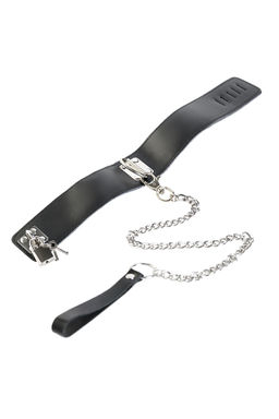 Ошейник TOYFA Theatre кожаный с поводком черный  фото 4