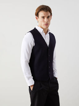 Standart Kal?p V Yaka Erkek Triko Yelek