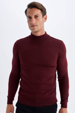 Siyah Slim Fit Dar Kesim Yar?m Bal?kc? Yaka Basic Duz Triko Kazak - Defacto фото 7