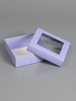 Цена за 5 шт. Коробка складная, крышка-дно,с окном, сиреневая, 15 х 15 х 5 см