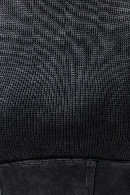 Antrasit Duz Y?kamal? Slim Bisiklet Yaka Crop Orme Bluz TWOSS24BZ00405