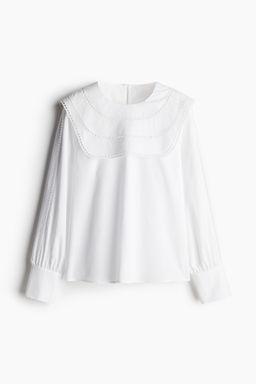 Blusa de algodon con ribetes de encaje - H&m фото 6