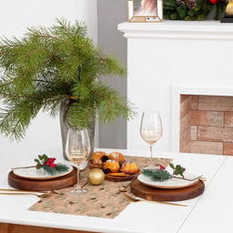 Дорожка на стол новогодняя Этель Spruce branches 30?70 см, 100% хлопок, саржа 190 г/м?, бежевая