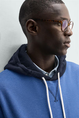 SUDADERA COLOR BLOCK CAPUCHA WAFFLE / Azul - Zara фото 5