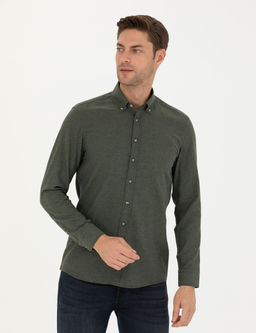 Haki Slim Fit Uzun Kollu G_mlek