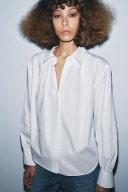 ZW COLLECTION PLEATED POPLIN SHIRT