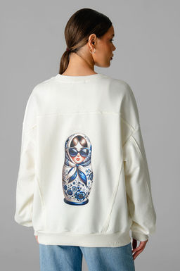 Арт. 15124 Свитшот женский Матрешка оверсайз 44-50 (4 шт) Цвет:молочный - Калинка фото 14