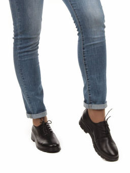 03-5076 BLACK Полуботинки женские (натуральная кожа)